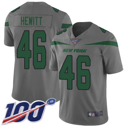 New York Jets Limited Gray Youth Neville Hewitt Jersey NFL Football #46 100th Season Inverted Legend->youth nfl jersey->Youth Jersey